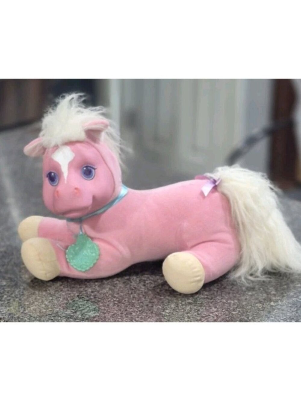Vintage 1992 Hasbro Pony Surprise Pink Horse Plush With 3 Foals